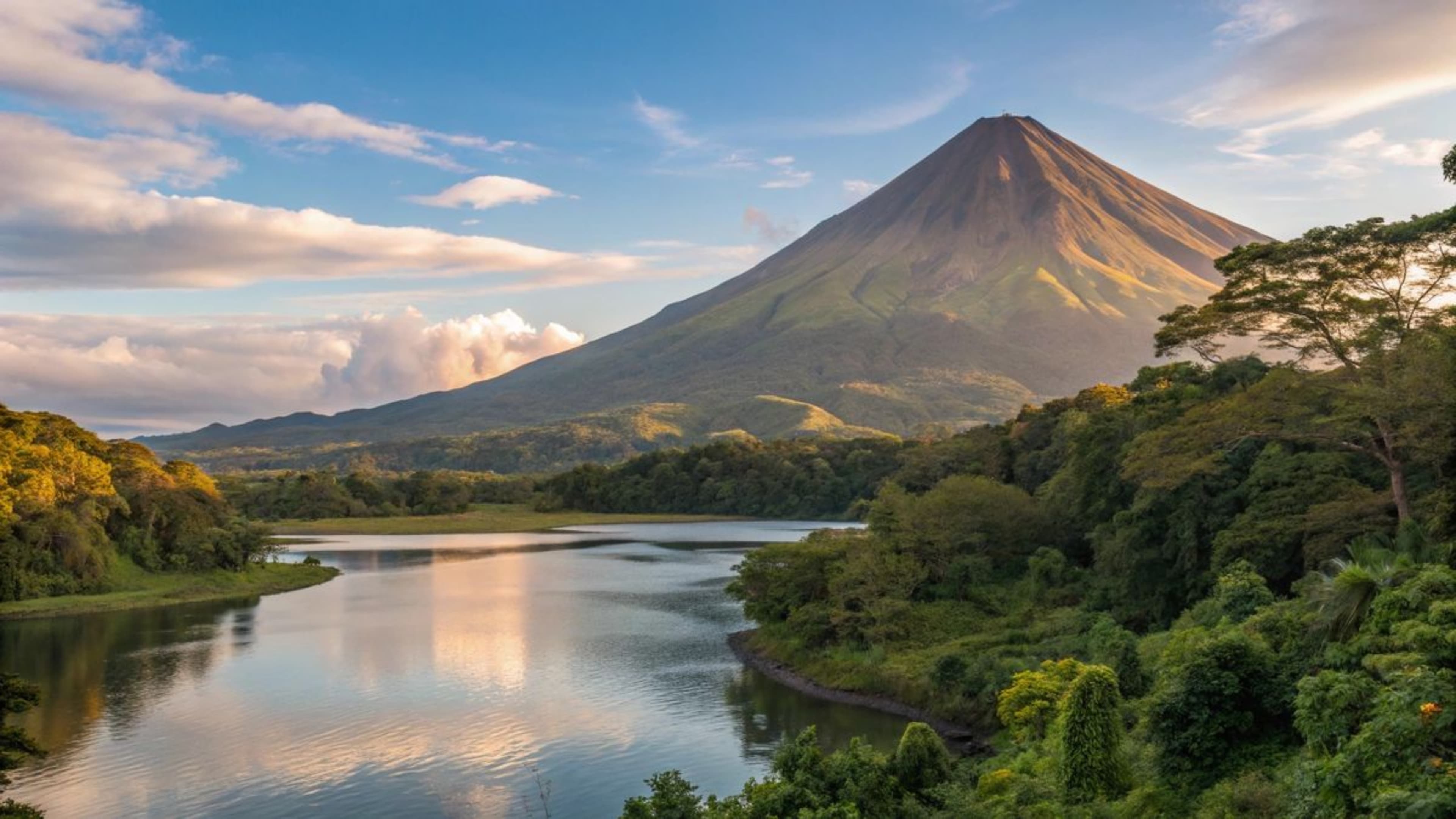 Volcán Arenal activo rodeado de selva tropical, Costa Rica