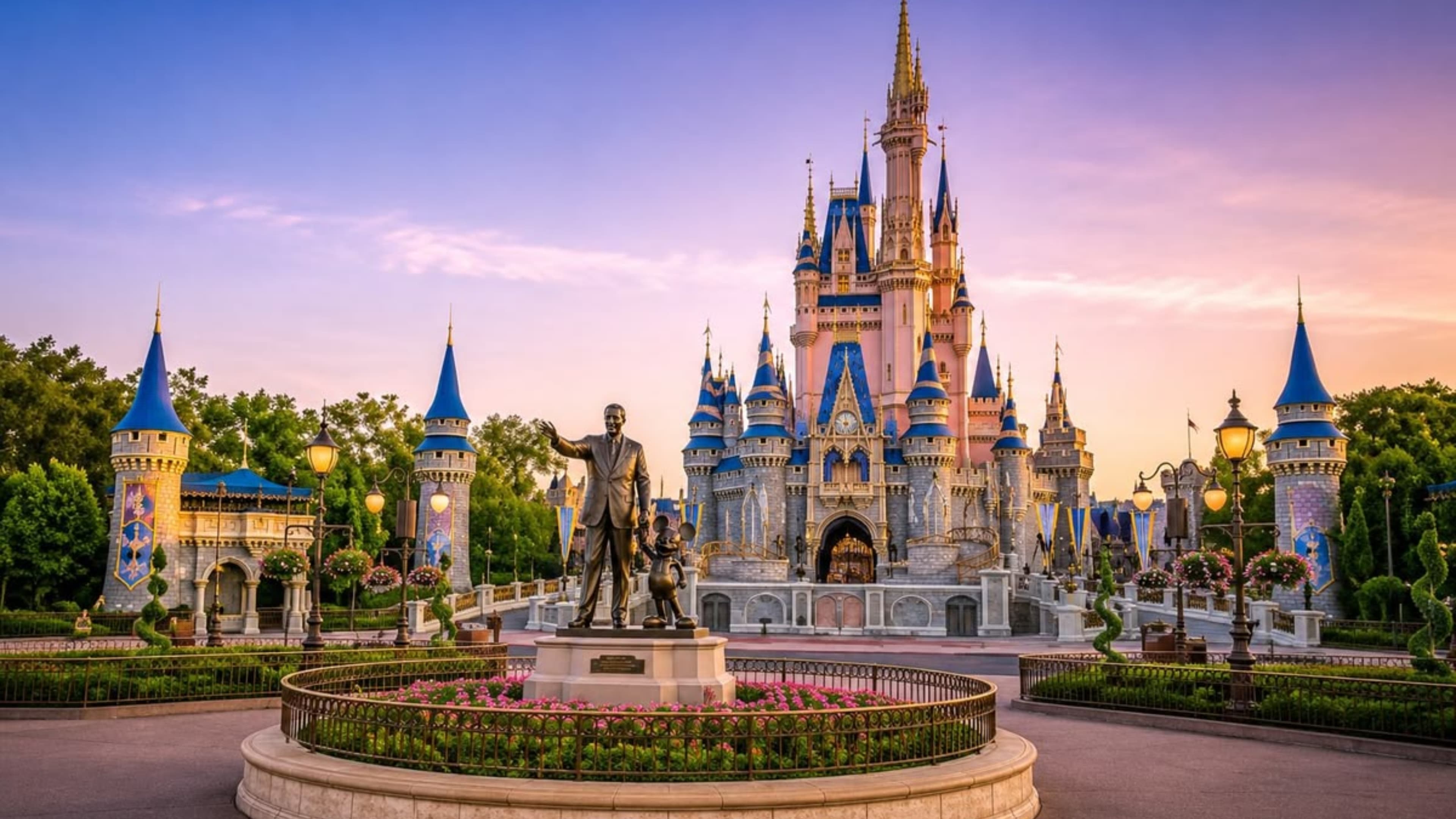 Skyline de Orlando con lago y palmeras, Florida, EE.UU. — paquete 8 noches ideal para familias desde Chile